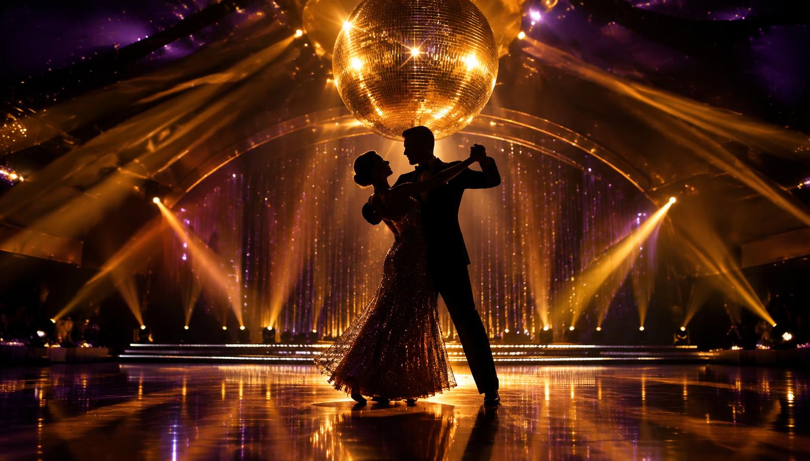 Ballroom stage under a mirrorball
